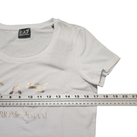 Emporio Armani White Tee with Gold Logo - Picture 2 of 9